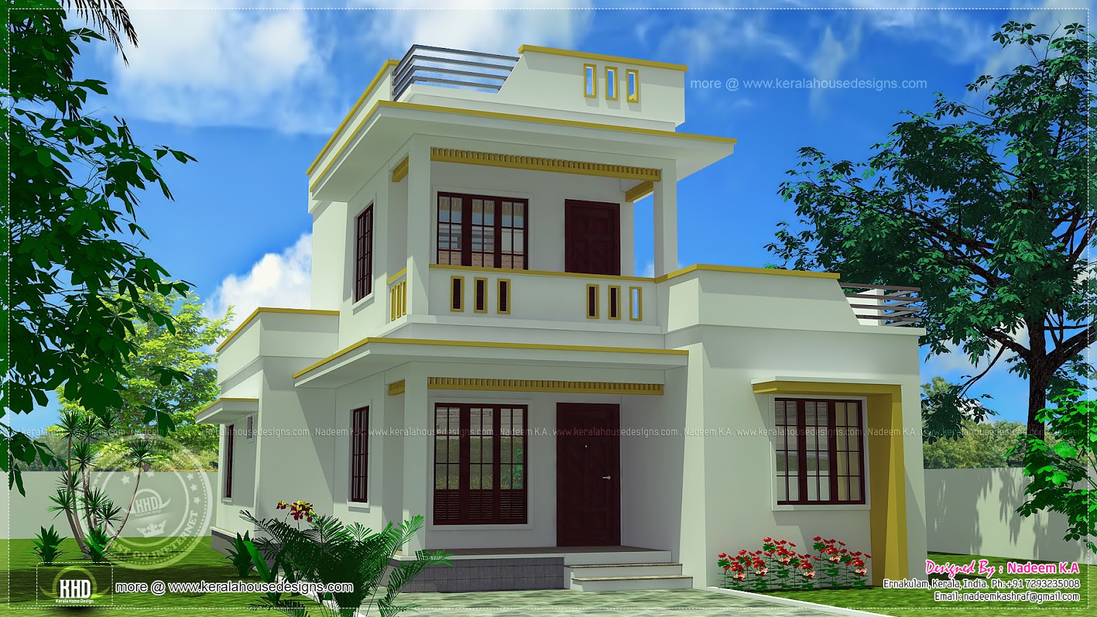 Simple flat roof home design in 1305 sq. feet - Kerala ...